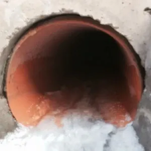 Abwasserschacht mit Kalkablagerungen im Juli 2015